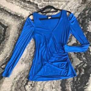 Royal blue cold shoulder top